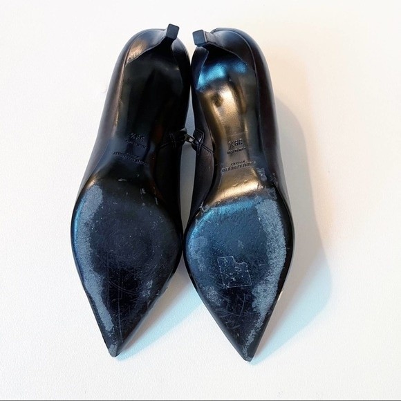 Saint Laurent Pointed Cap Toe Mid Heel Boots with Gold Accent Size 39.5 - Picture 13 of 16